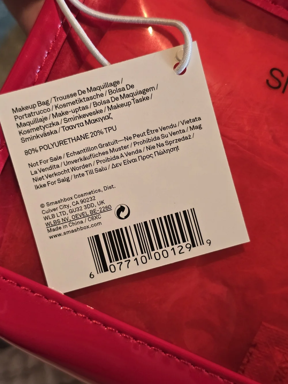 Smashbox Clear Red Cosmetics Travel Pouch New